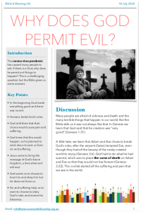 Biblical Blessing #2 - Why does God permit Evil?